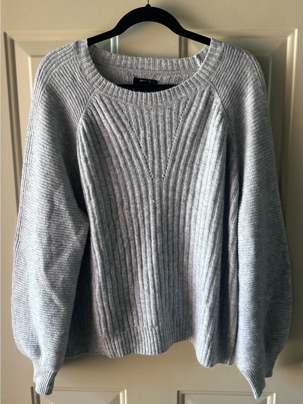 Simply Vera Vera Wang Light Gray Ribbed Crewneck Sweater